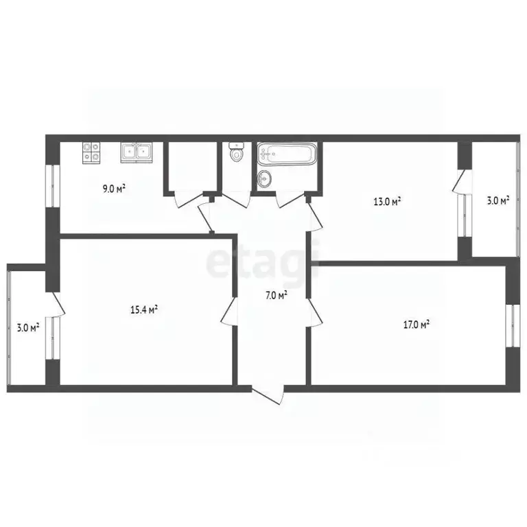 3-к кв. Вологодская область, Вологда Воркутинская ул., 16Г (66.4 м) - Фото 2