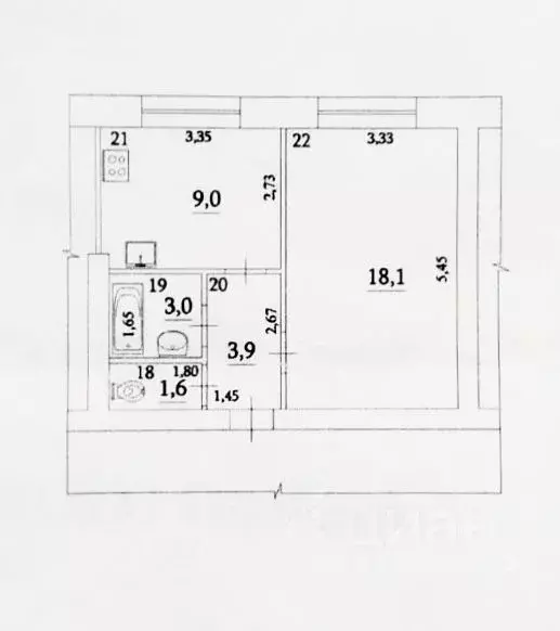1-к кв. Самарская область, Самара просп. Карла Маркса, 504 (35.6 м) - Фото 1