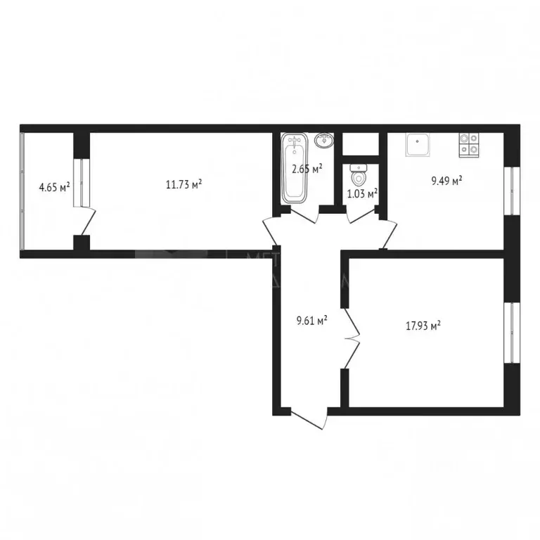 2-к кв. Тюменская область, Тюмень проезд Ямбургский, 3 (53.0 м) - Фото 2