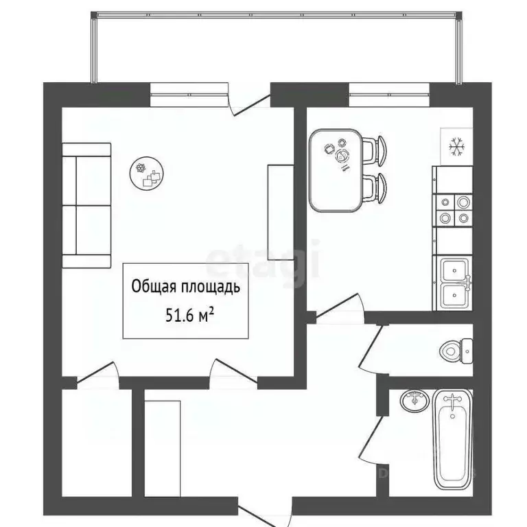 1-к кв. Новосибирская область, Новосибирск ул. Галущака, 3 (51.6 м) - Фото 1