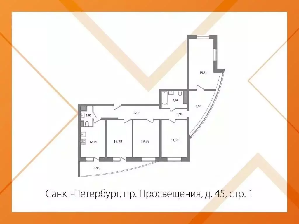 3-к кв. Санкт-Петербург просп. Просвещения, 43 (110.3 м) - Фото 1