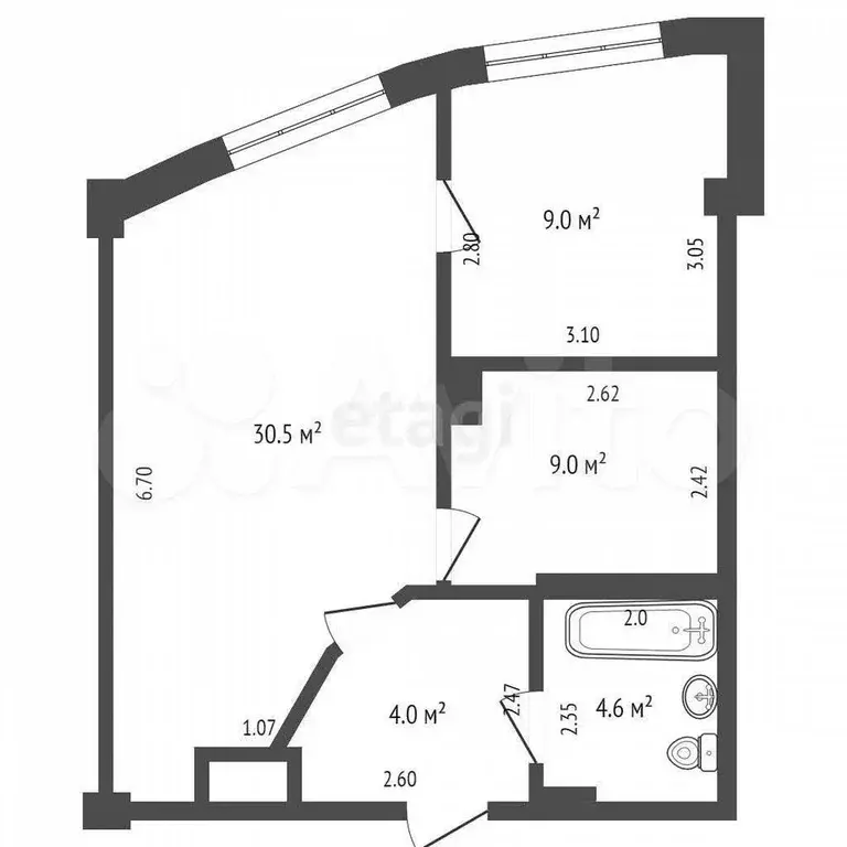 2-к. квартира, 48,1 м, 3/5 эт. - Фото 1