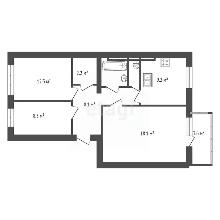 3-к кв. Санкт-Петербург, Санкт-Петербург, Сестрорецк ул. Первого Мая, ... - Фото 2