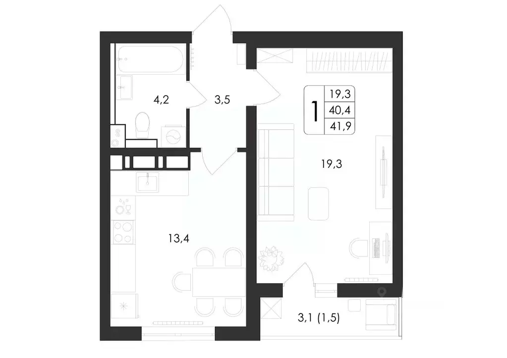 1-к кв. Воронежская область, Воронеж ул. Загоровского, 5/3 (41.9 м) - Фото 0