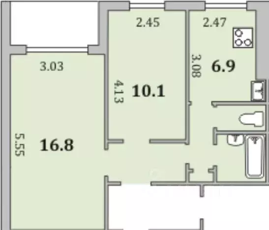 2-к кв. Мурманская область, Мурманск Кольский просп., 108к2 (43.0 м) - Фото 1