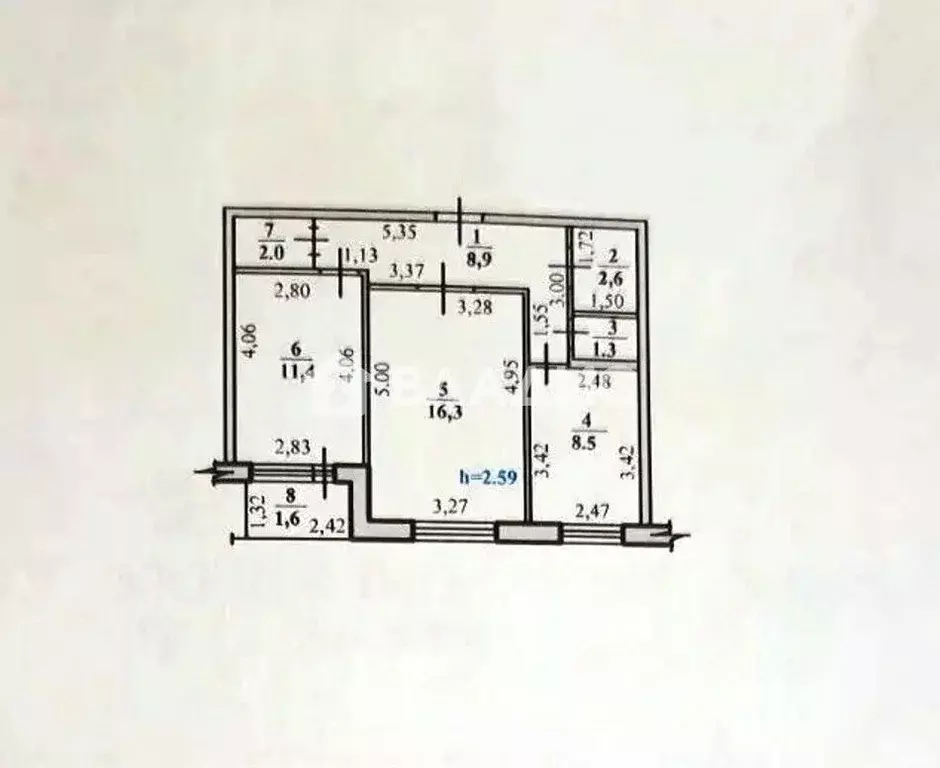 2-к кв. Башкортостан, Стерлитамак ул. Гоголя, 120А (51.0 м) - Фото 2