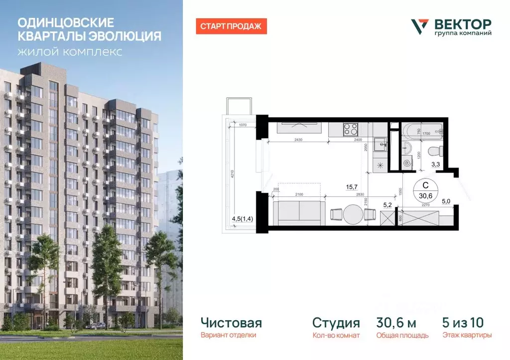 Студия Московская область, Одинцовский городской округ, д. Солманово, ... - Фото 1