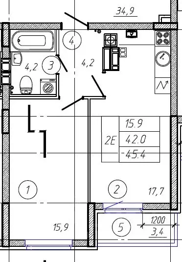 2-к кв. Ивановская область, Иваново Бакинский проезд (45.4 м) - Фото 1