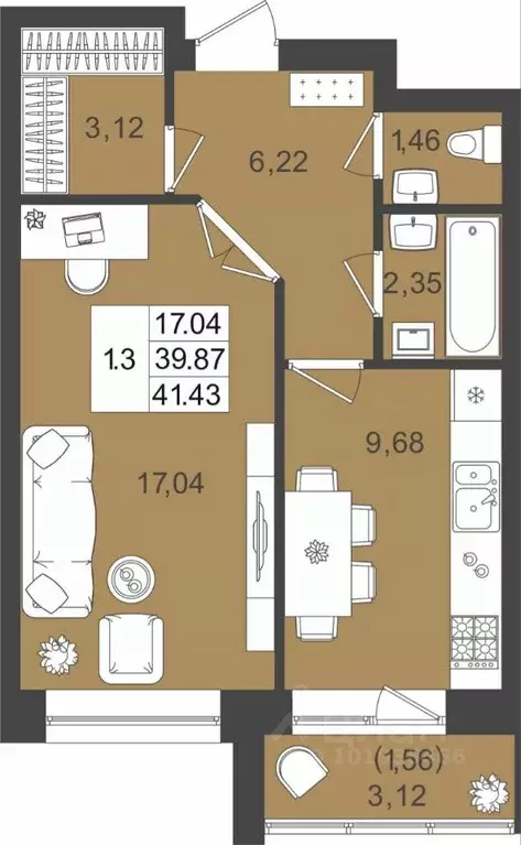 1-к кв. Татарстан, Верхнеуслонский район, Набережно-Морквашское с/пос, ... - Фото 1