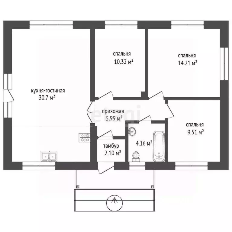 Дом в Мордовия, с. Лямбирь ул. Гагарина, 46 (78 м) - Фото 2