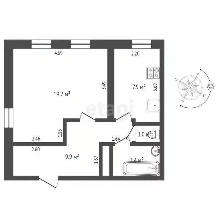 1-к кв. Тюменская область, Тюмень ул. Республики, 204к14 (41.4 м) - Фото 0