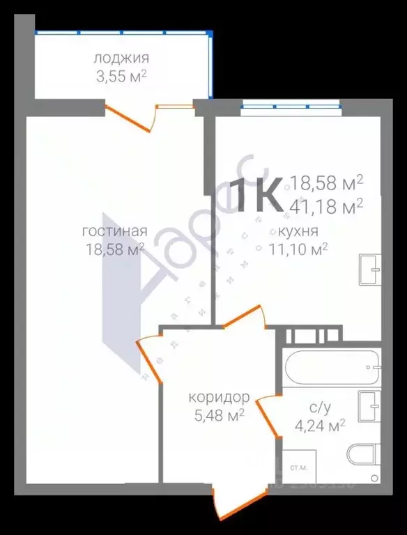 1-к кв. Нижегородская область, Нижний Новгород ул. Новикова-Прибоя ... - Фото 2