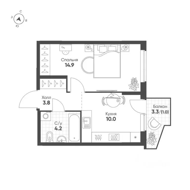 1-к кв. Свердловская область, Екатеринбург Солнечный жилрайон,  (33.9 ... - Фото 1