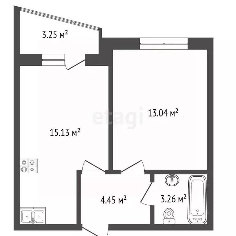 1-к кв. Ростовская область, Ростов-на-Дону пос. Мирный,  (40.0 м) - Фото 2