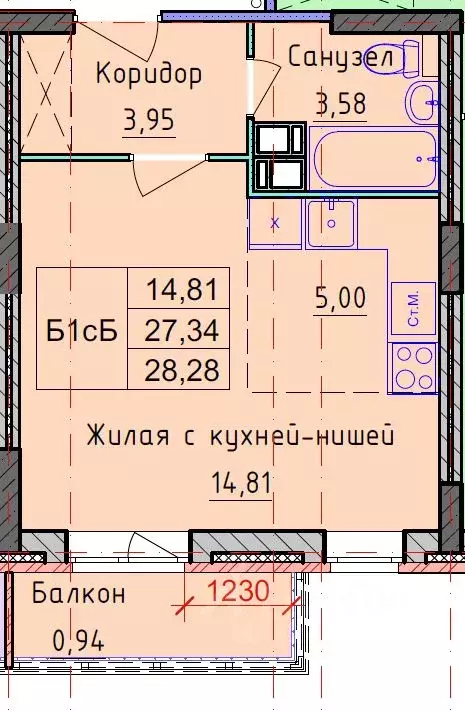 1-к кв. Ярославская область, Ярославль ул. Брагинская, 24 (28.28 м) - Фото 2