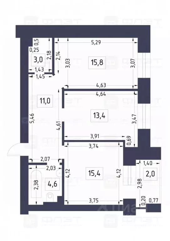 2-к кв. Татарстан, Казань ул. Зур Урам, 1И (65.0 м) - Фото 2