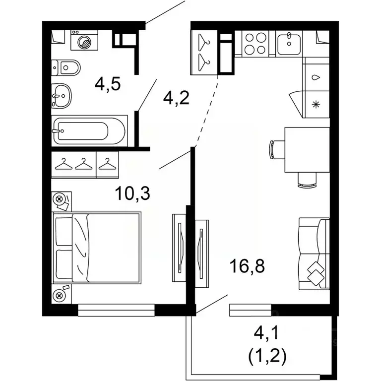 1-к кв. Краснодарский край, Сочи пос. Кудепста,  (37.0 м) - Фото 0