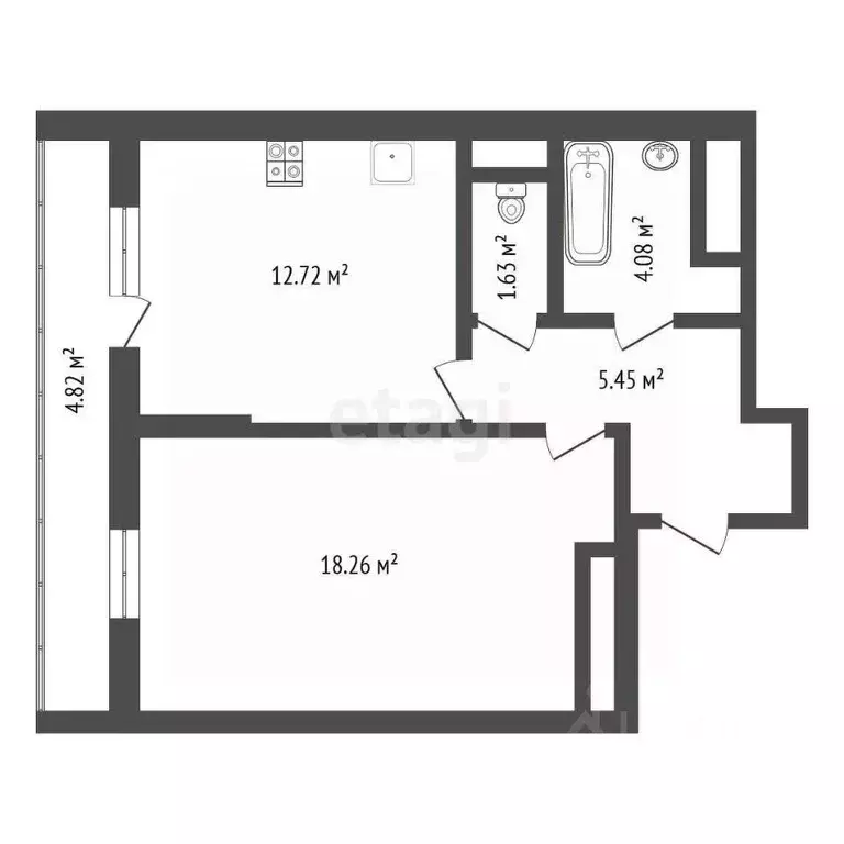 1-к кв. Воронежская область, Воронеж ул. Ворошилова, 1А (44.55 м) - Фото 1
