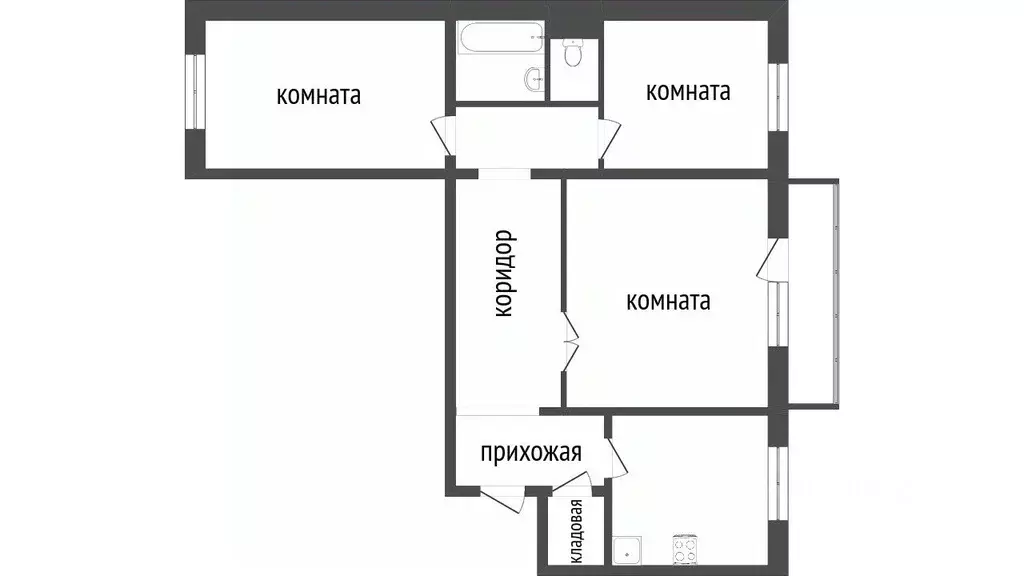 3-к кв. Красноярский край, Красноярск ул. Молокова, 66 (74.8 м) - Фото 1