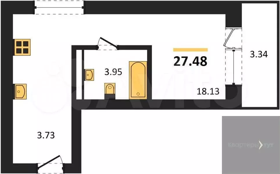 Квартира-студия, 27,5 м, 18/28 эт. - Фото 0