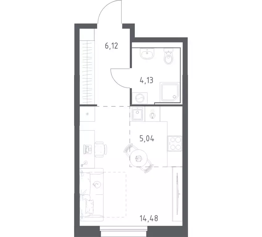 Квартира-студия: Владивосток, Ленинский район (29.77 м) - Фото 1