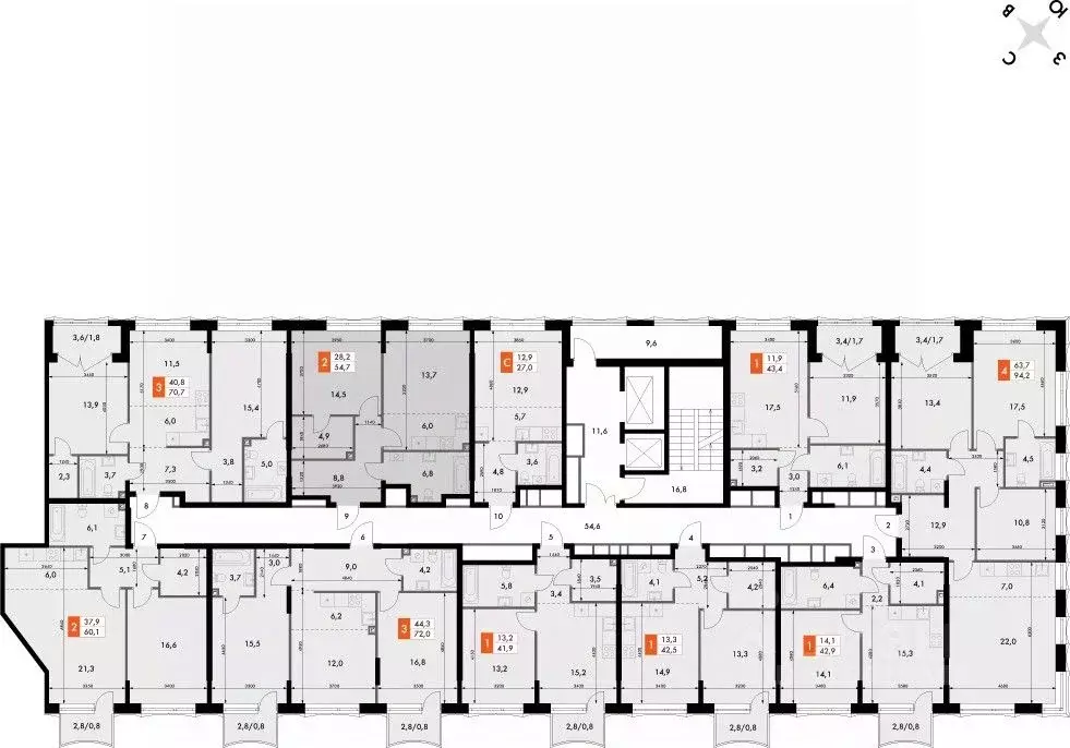 2-к кв. Нижегородская область, Нижний Новгород Черниговская ул. (54.7 ... - Фото 1