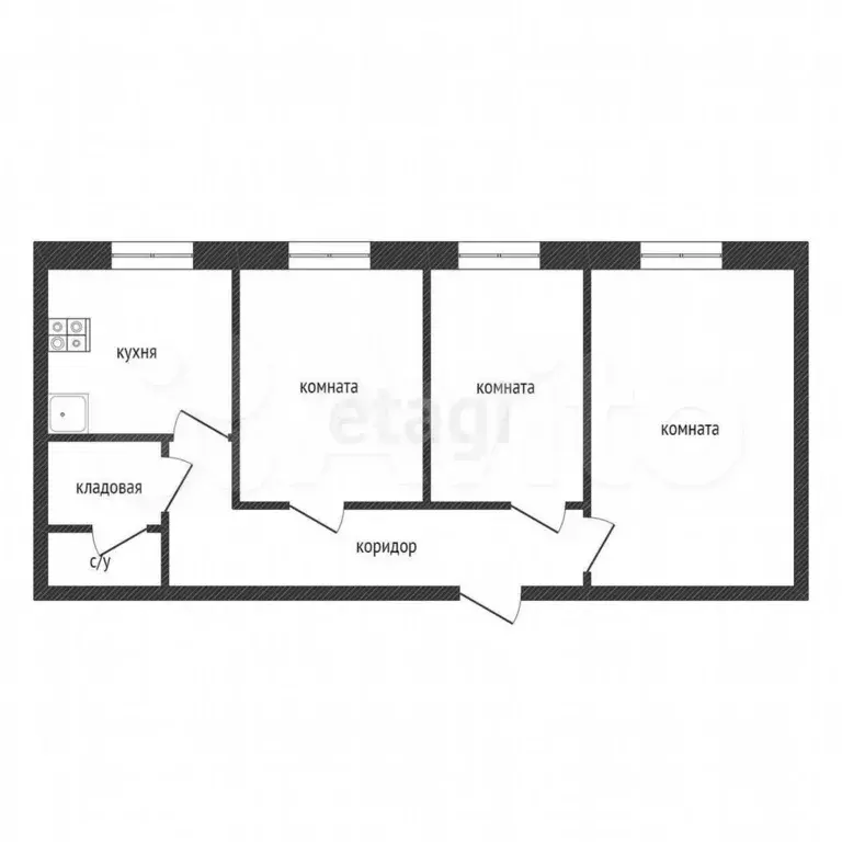 3-к. квартира, 51,1 м, 1/2 эт. - Фото 0