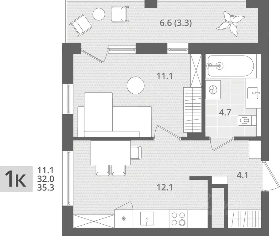 1-к кв. Калининградская область, Пионерский пос. Рыбное,  (35.3 м) - Фото 1