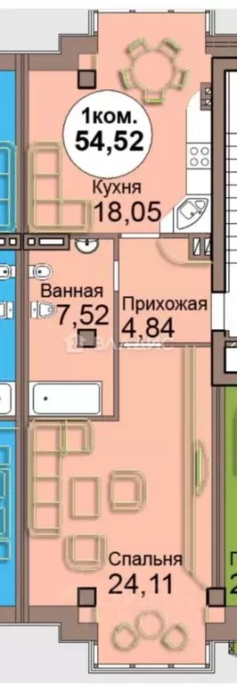 1-к кв. Калининградская область, Калининград просп. Мира, 83 (55.0 м) - Фото 2