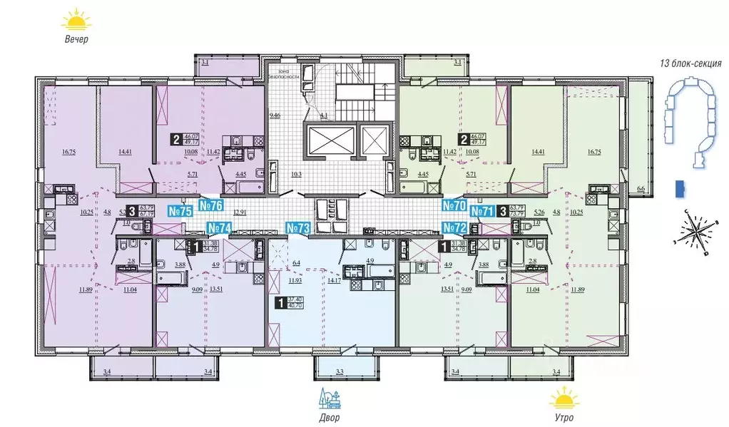 3-к кв. Иркутская область, Иркутск Ново-Ленино мкр,  (73.79 м) - Фото 1