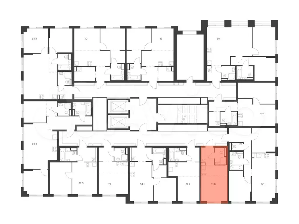 Квартира-студия, 21,8 м, 12/15 эт. - Фото 1