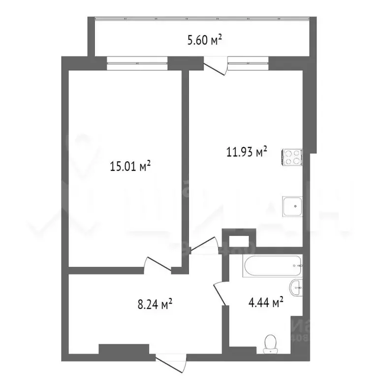 1-к кв. красноярский край, красноярск ул. кутузова, 60 (40.0 м) - Фото 1