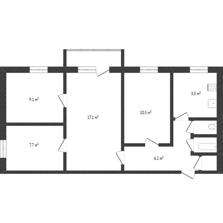4-комнатная квартира: Тобольск, 8-й микрорайон, 12 (62 м) - Фото 1