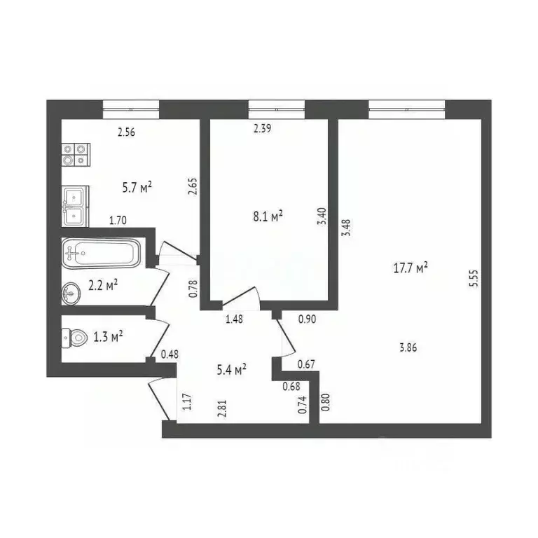 2-к кв. Башкортостан, Стерлитамак ул. Блюхера, 19 (40.6 м) - Фото 2