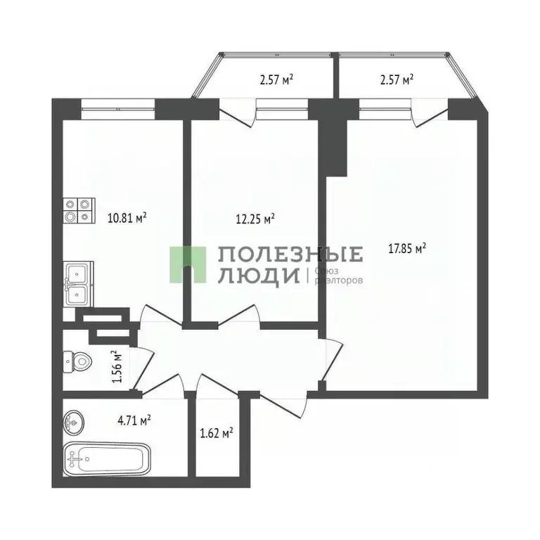 2-к кв. Севастополь ул. Александра Маринеско, 1Бк1 (53.6 м) - Фото 2