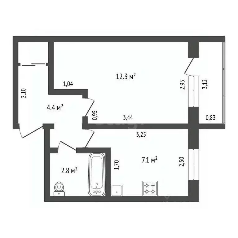 1-к кв. Амурская область, Благовещенск пос. Моховая Падь, Литер кв-л, ... - Фото 2