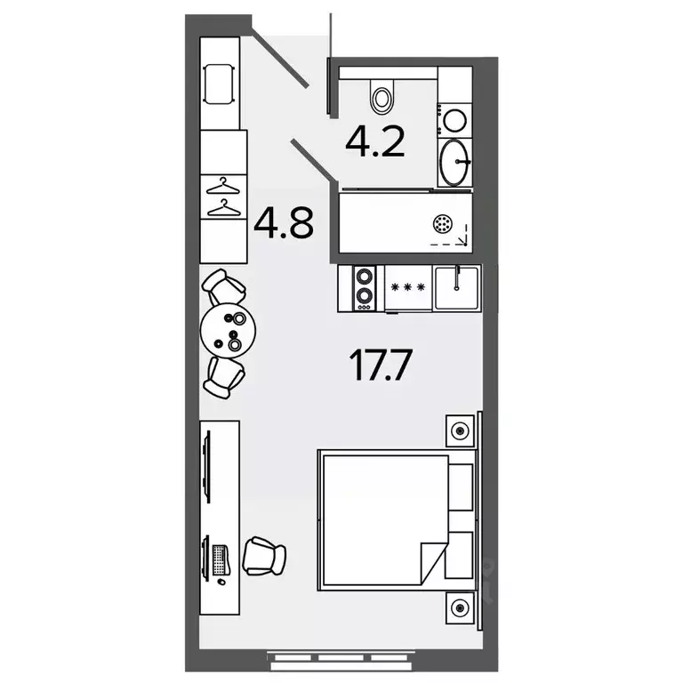 Студия Санкт-Петербург Московский просп., 103к6Й (26.7 м) - Фото 0