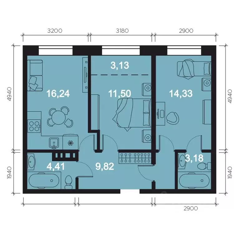 3-к кв. Иркутская область, Иркутск наб. Верхняя, 131 (62.61 м) - Фото 1