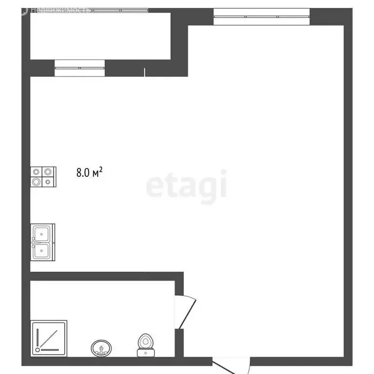 Квартира-студия: Абакан, улица Некрасова, 33 (35 м) - Фото 1