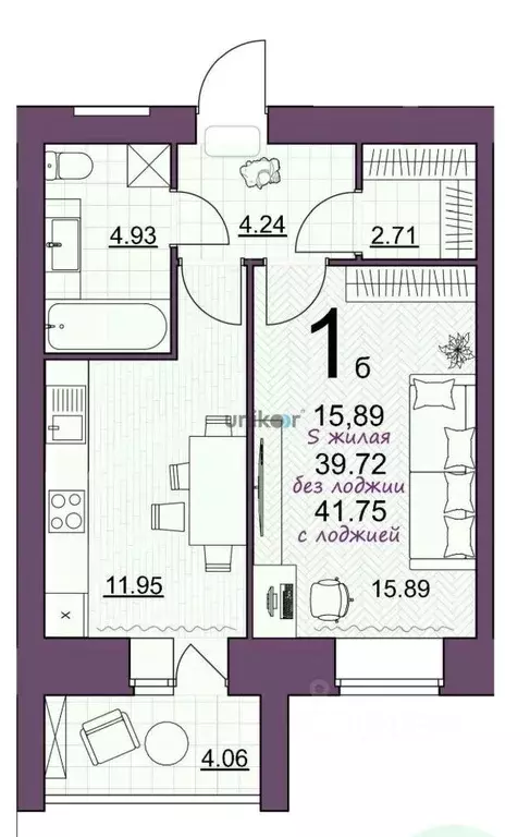 1-к кв. Башкортостан, Октябрьский ул. Шашина, 22 (41.8 м) - Фото 0