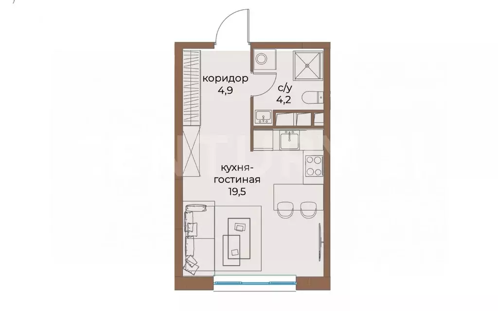 Студия Москва ул. Нижние Мневники, 20 (28.5 м) - Фото 2