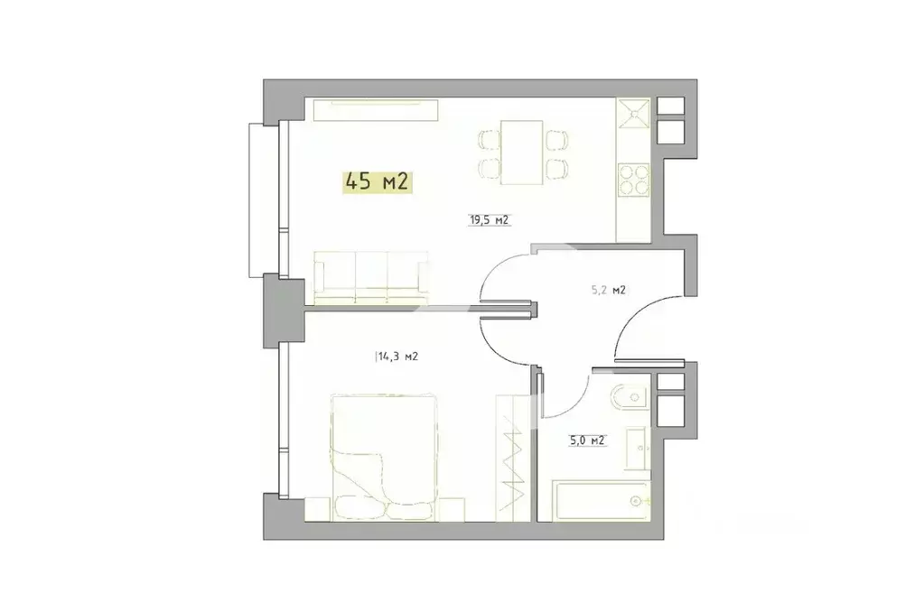 2-к кв. Москва ул. Янковского, 1к2 (45.0 м) - Фото 0