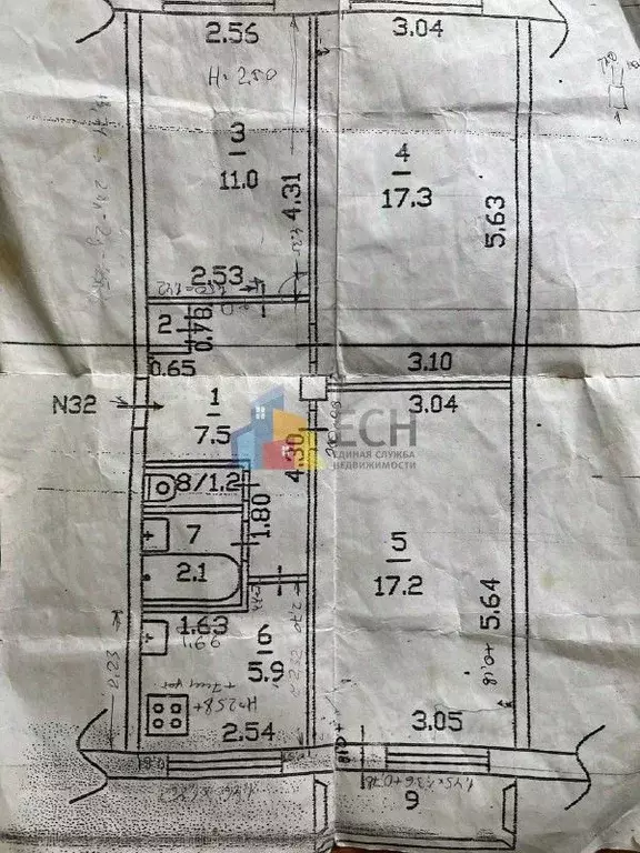 3-к кв. Тульская область, Тула ул. Калинина, 22к3 (62.6 м) - Фото 2