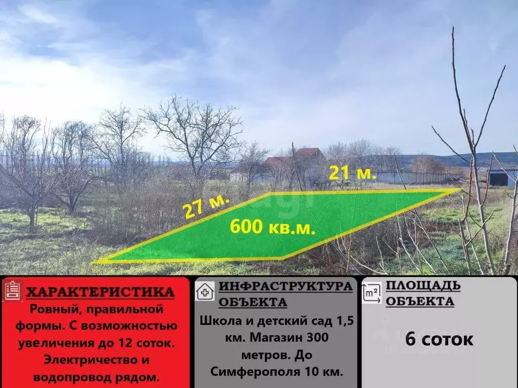 Участок в Крым, Симферопольский район, Трудовское с/пос, с. Ивановка  ... - Фото 1