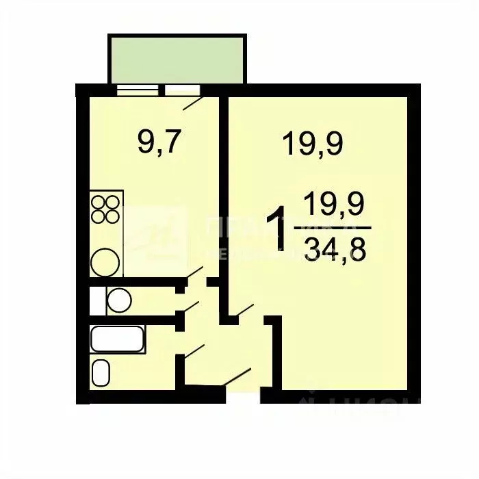 1-к кв. Москва Тайнинская ул., 24 (35.6 м) - Фото 2