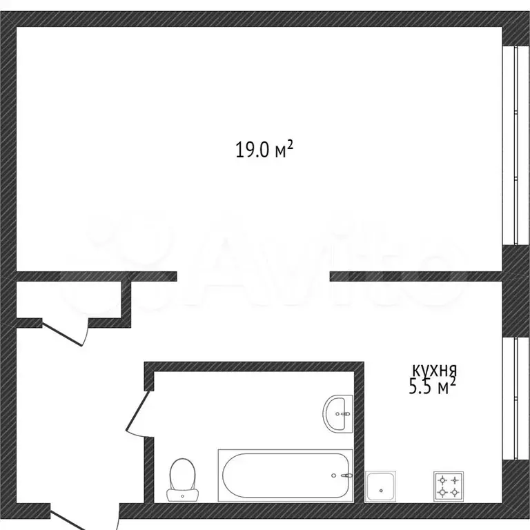 1-к. квартира, 32,4 м, 1/5 эт. - Фото 0