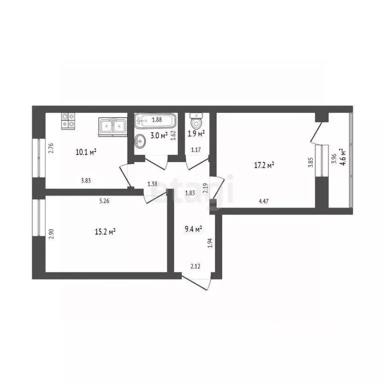 2-к кв. Ханты-Мансийский АО, Ханты-Мансийск ул. Энгельса, 60 (56.8 м) - Фото 1