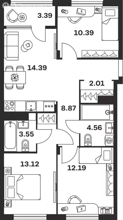 3-комнатная квартира: Тула, Самоварная улица, 16 (67.7 м) - Фото 1