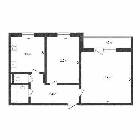 2-комнатная квартира: Тобольск, микрорайон Иртышский, 15 (50.6 м) - Фото 0