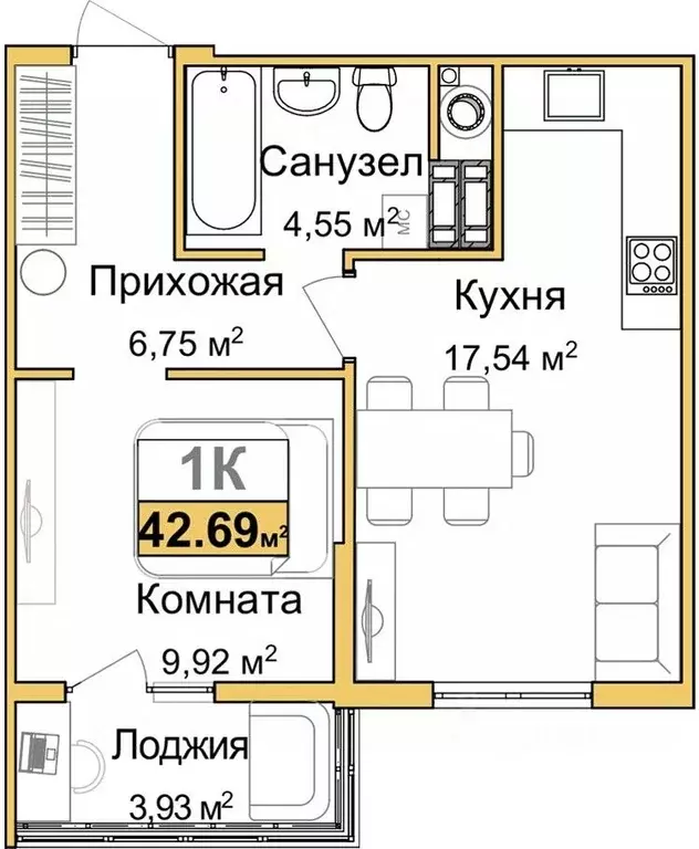 1-к кв. Крым, Симферополь ул. Батурина (40.73 м) - Фото 0